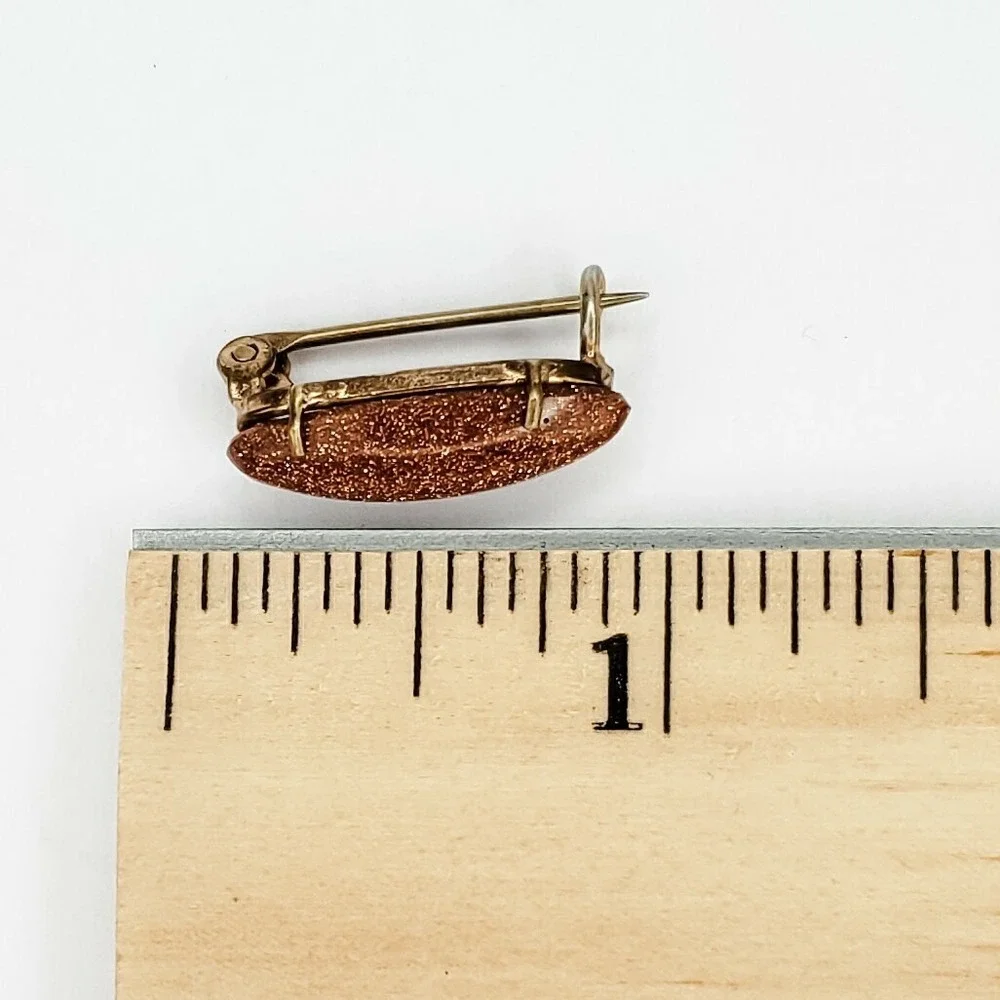 Vintage Goldstone Brooch Pin Small Gold Tone Simple Design